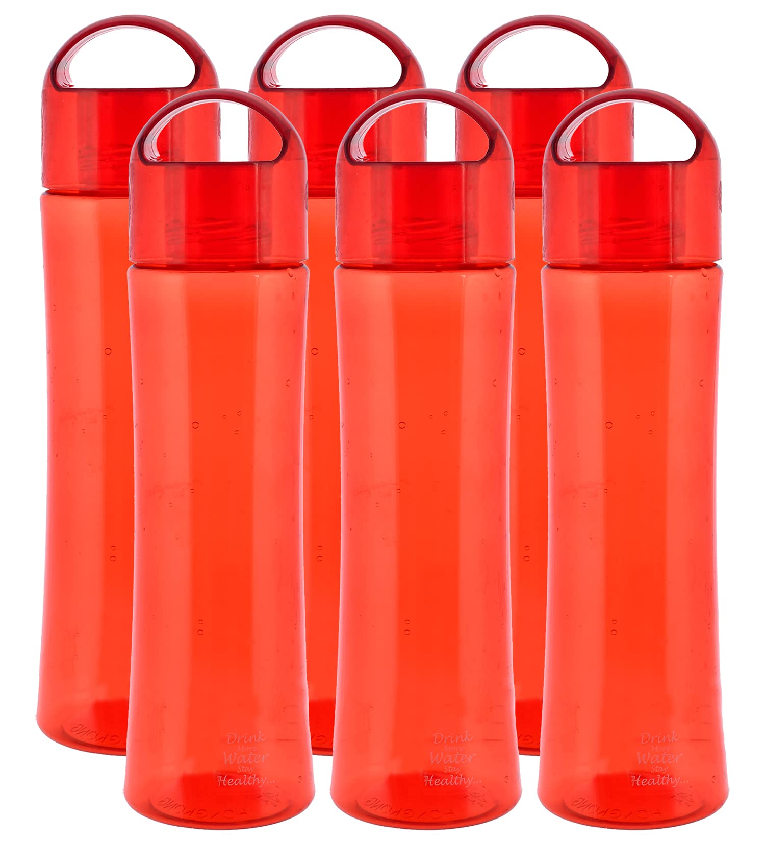 Kuber Industries Unbreakable BPA & Leak Free Plastic Water Bottle- 1 Litre, Pack of 6 (Red)