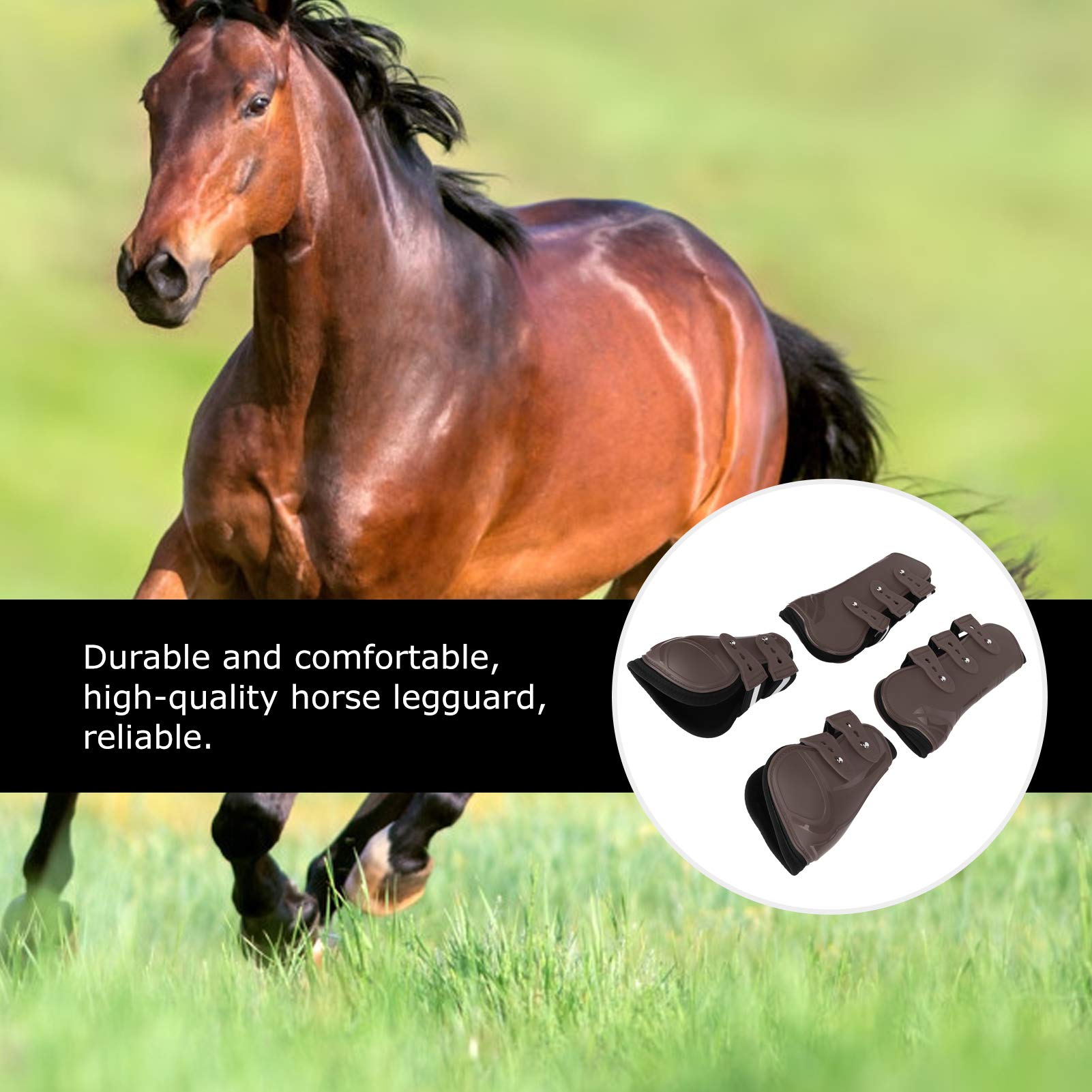 Protector de Pierna para Caballo, Mallas Gruesas, Material de PU, Forro Suave, Envoltura Protectora marrón, Protector de cojín para Entrenamiento Ecuestre, equitación y