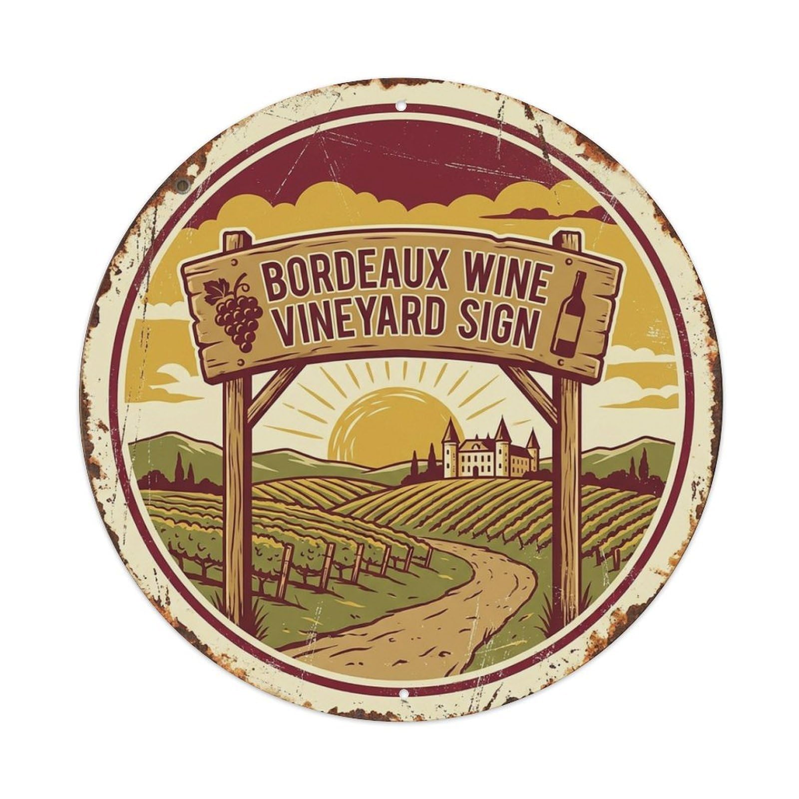 Retro City Culture Wine Vineyard Marker France Bordeaux Metal Tin Sign