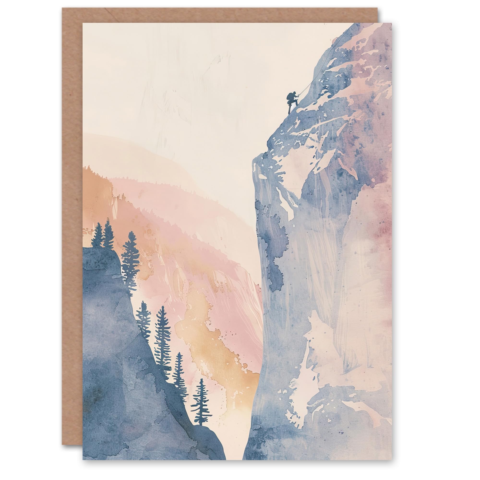 Artery8 Greeting Card El Capitan Yosemite Rock Climber Soft Watercolour Blank For All Him Or Her Art Birthday Card