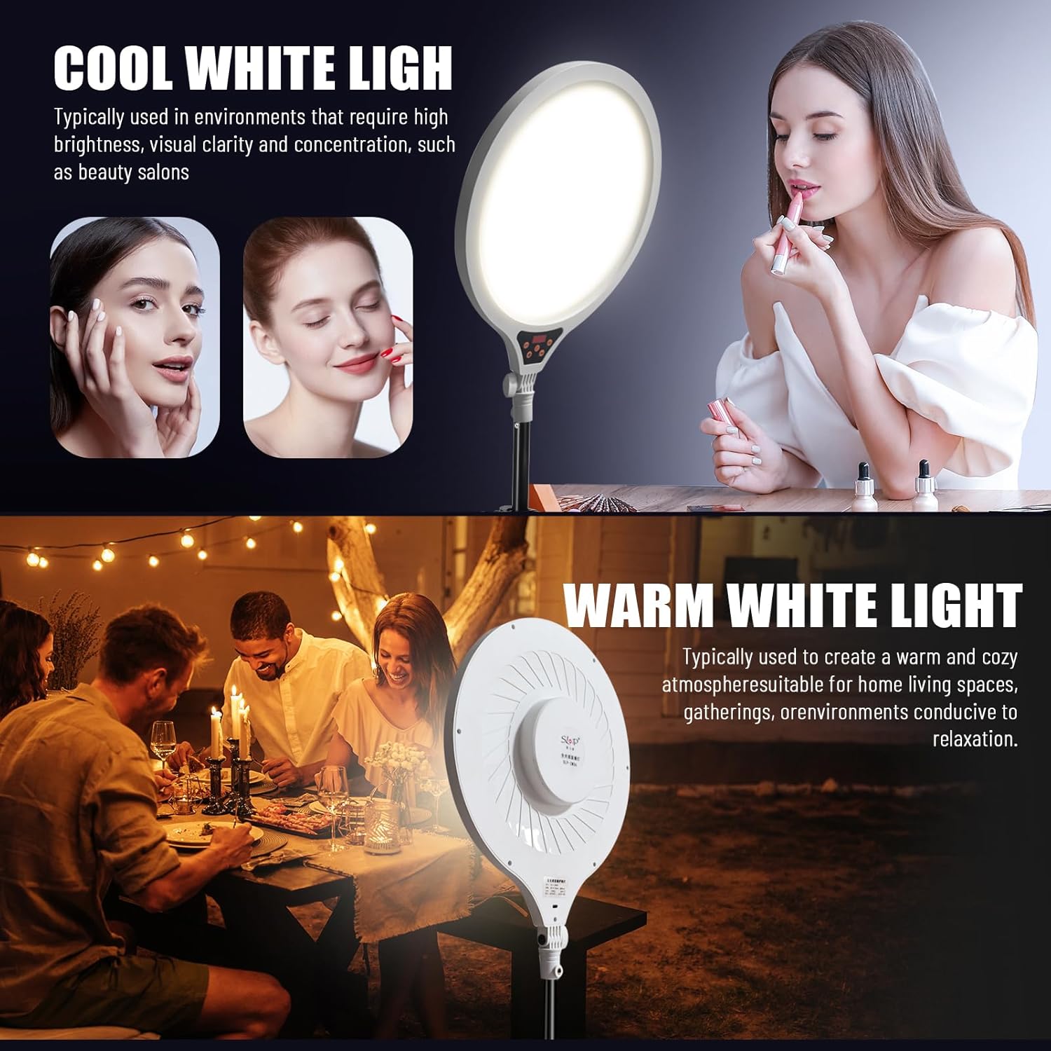 Ring Light with Stand, 14" Professional Ring Light Tripod for iPhone, Adjustable Height for Video Recording Photography Live Streaming Content Creation TikTok YouTube, White