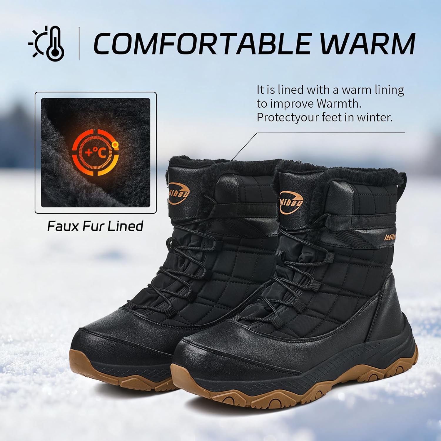 Snow Boots for Women Waterproof Mid-Calf Booties Winter Hiking Boot Durable Warm Fur Lined Boot Non-Slip Climbing Cold Weather Lightweight Shoes - Image 5