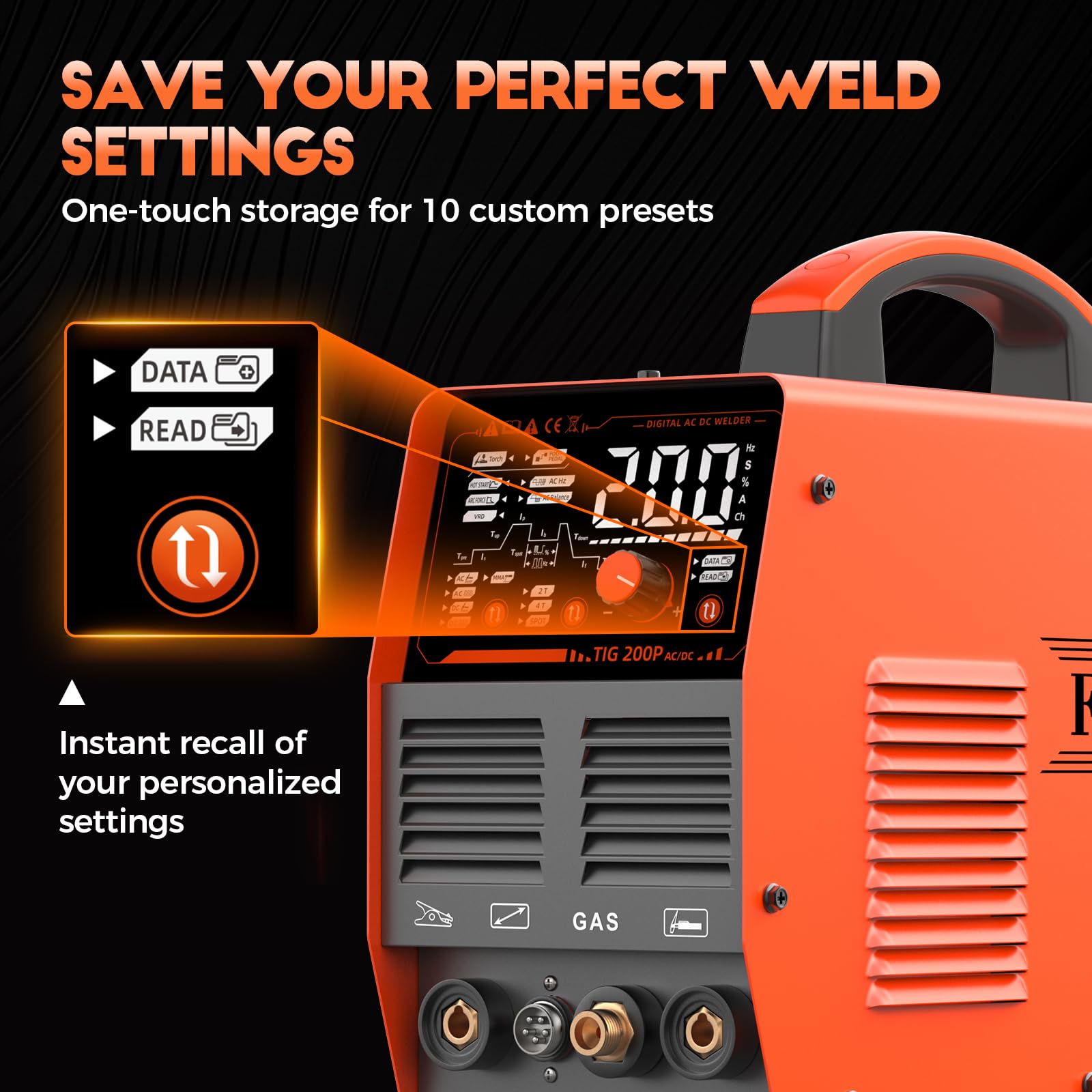 AC DC TIG Welder 200A, Aluminum TIG Welder 220V With Pulse LED Display Stick/DC TIG/AC TIG/Spot 6 In 1 Multiprocess TIG Welding Machine