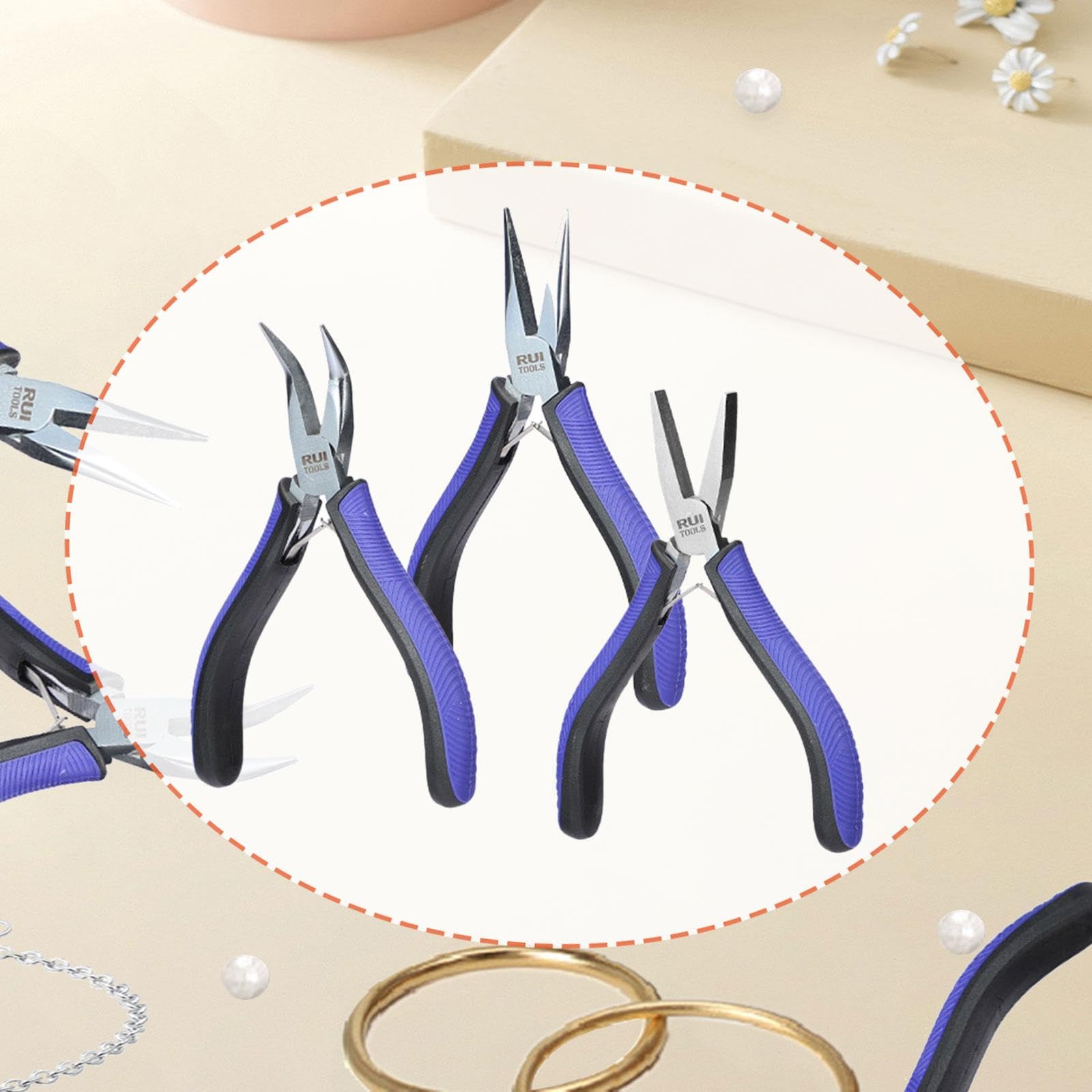 3x Pinze per la creazione di cauzioni, strumenti per la creazione di gioielli, per creare anelli di filo, pinze per gioielli per filo metallico, Style B