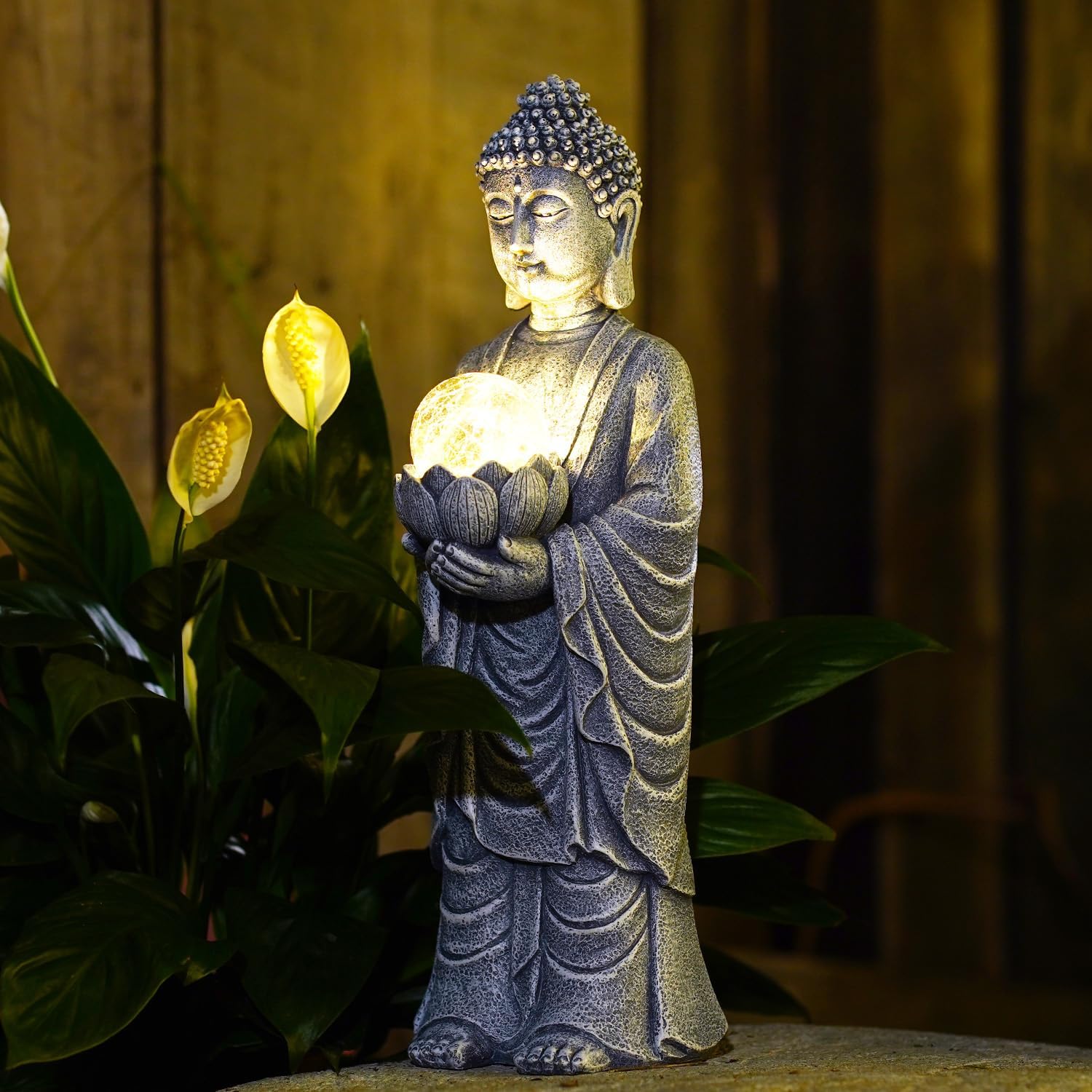 Solar Buddha Statue Outdoor – 14 Inch Tall Solar Outdoor Yard Zen Garden Decor - Ideal Gifts for Housewarming - Image 6