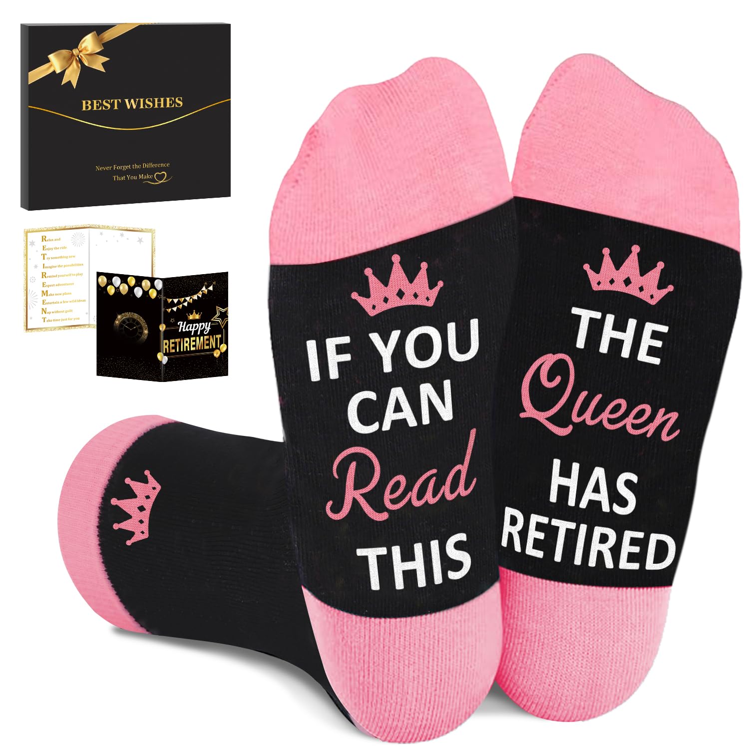 Juesly Retirement Gifts for Women, Funny Socks Retirement Gifts for Woman Box Ready for Present
