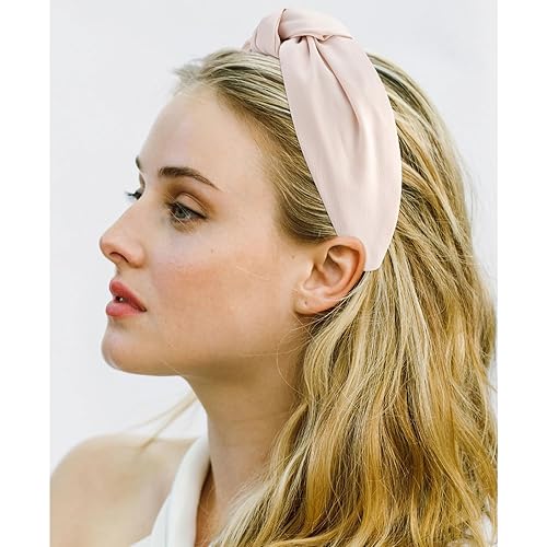 Miniatura 6 de VELSCRUN Blanco, verde, paquete de 2 diademas de satén para mujer, diseño de turbante elástico, antideslizante, para accesorios de peinado