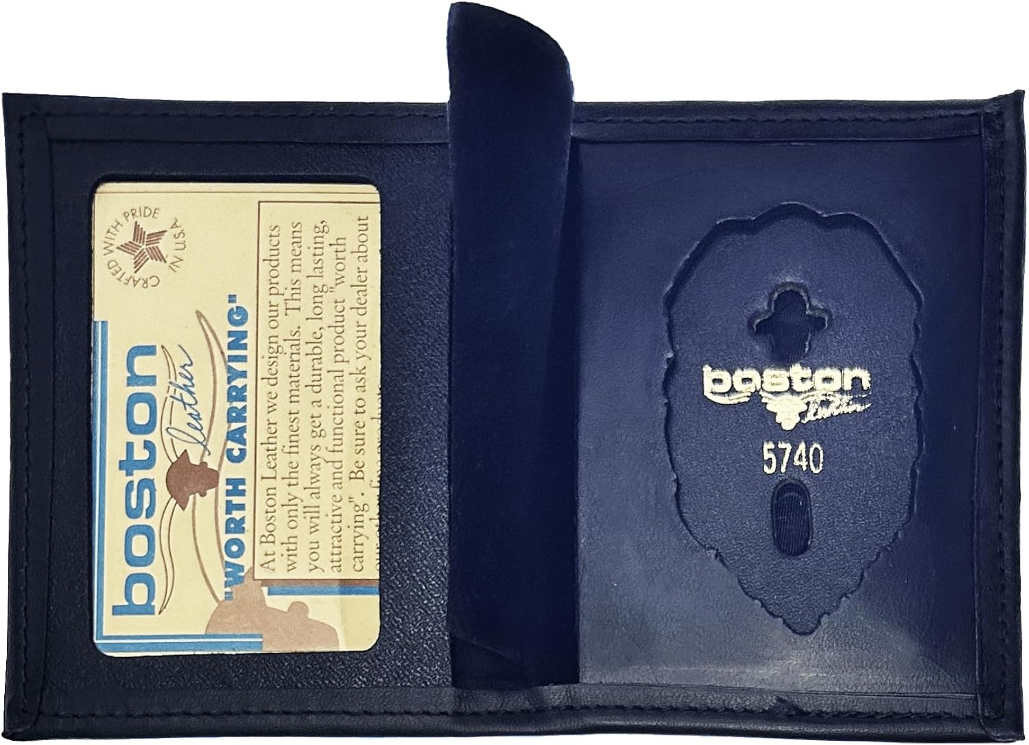 BOSTON LEATHER BOOK STYLE BADGE CASE: Shield Cutout (100-S-5740)