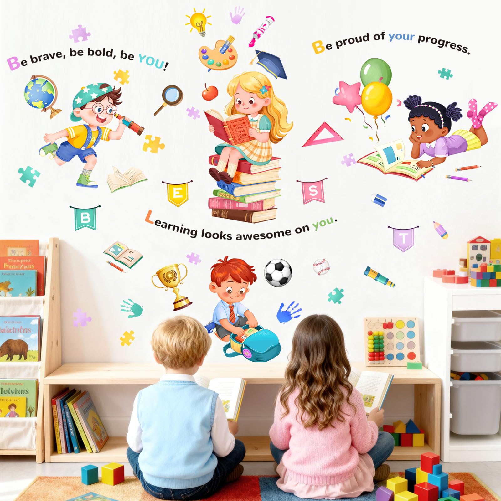 Stampe motivazionali per la camera da letto delle ragazze, citazioni motivazionali per ragazze, poster per la cura di sé, arte murale positiva per bambini, decorazioni per l'aula, poster per ragazze