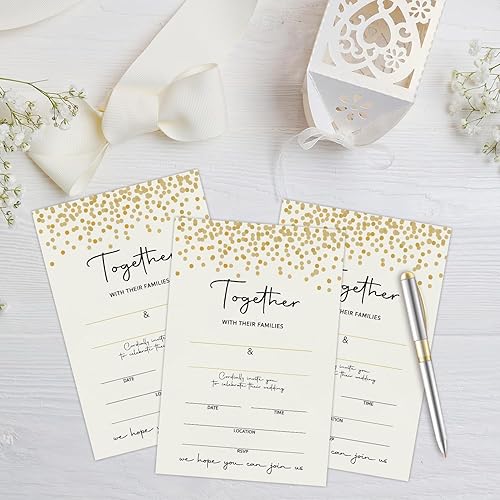 Miniatura 3 de Invitaciones de boda de puntos dorados, kit de invitación de fiesta de boda con confeti dorado, suministros para fiestas y recepciones, invitaciones