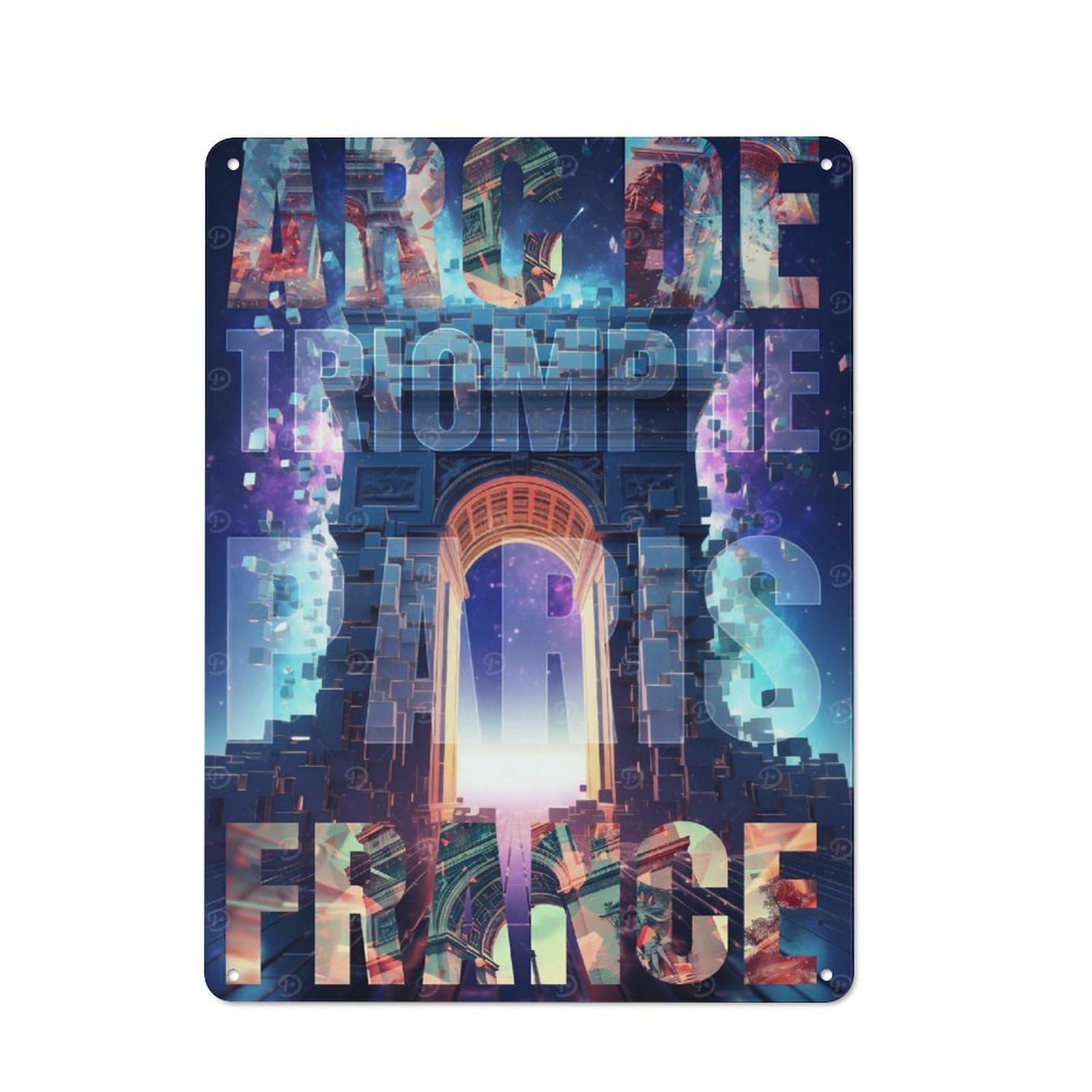 Junmoney Arc De Triomphe Collage Printed Metal Sign 40X30cm For Café Or Restaurant, New-Space Wall Decor For Café Owners And Decorators