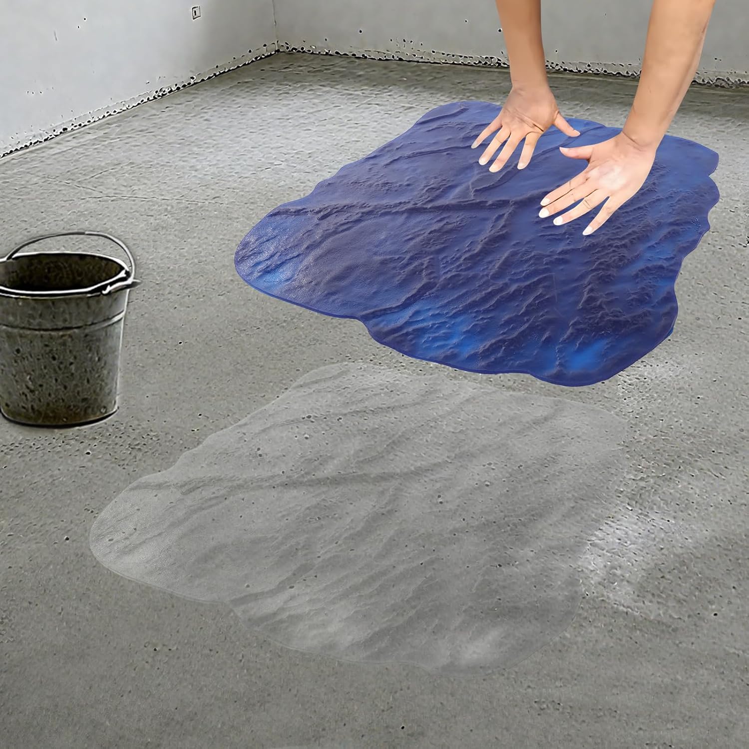 Concrete Stamps, 36" X 36" Slate Floor Imprint Stamp Molds with Edge Trimmer Concrete Texturing Skin Stamp Stone Tile Texture Mat Concrete Molds and Forms