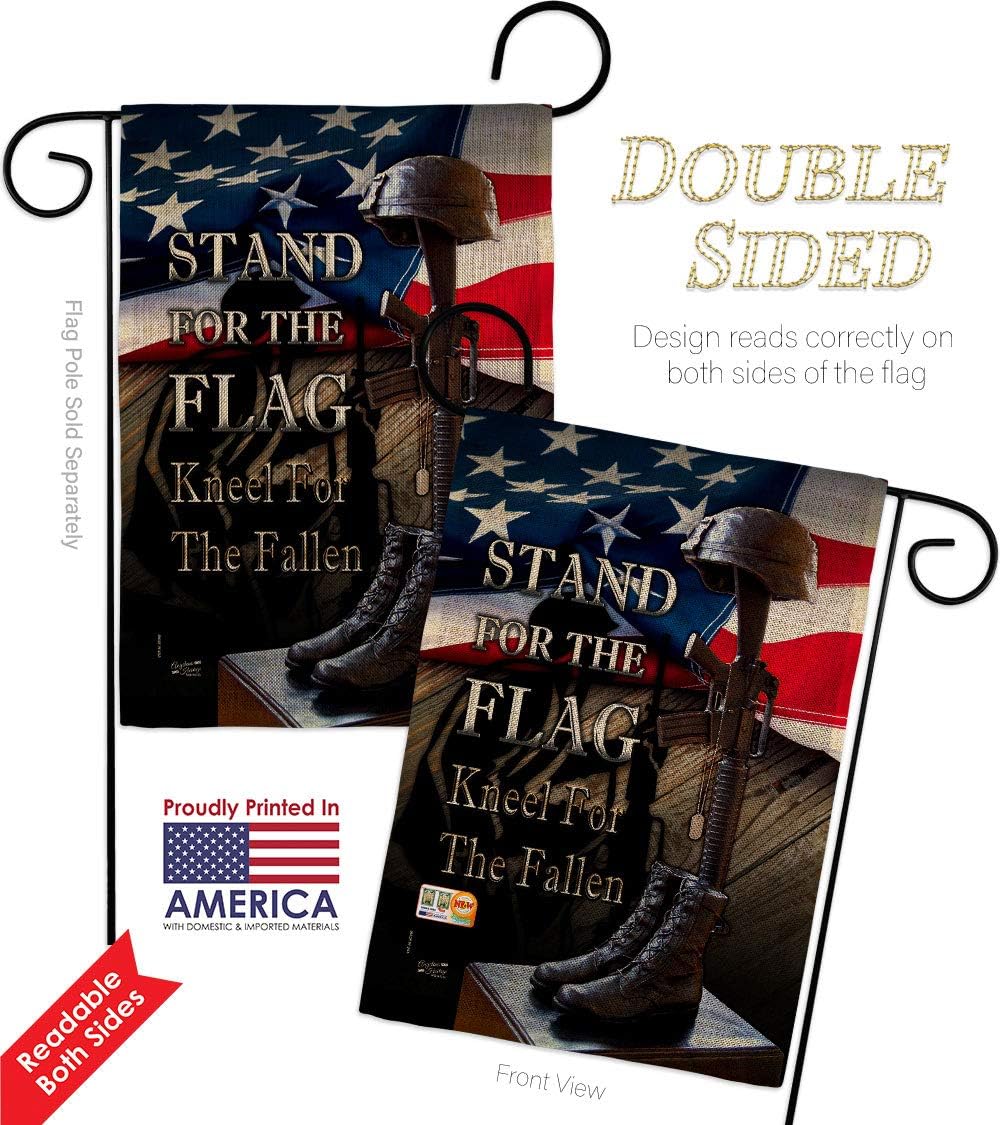 Stand For The Flag Burlap Garden Set Wood Dowel Armed Forces Military Service All Branches Support Honor United State American Veteran Official Small Gift Yard House Banner Double-Sided 13 X 18.5