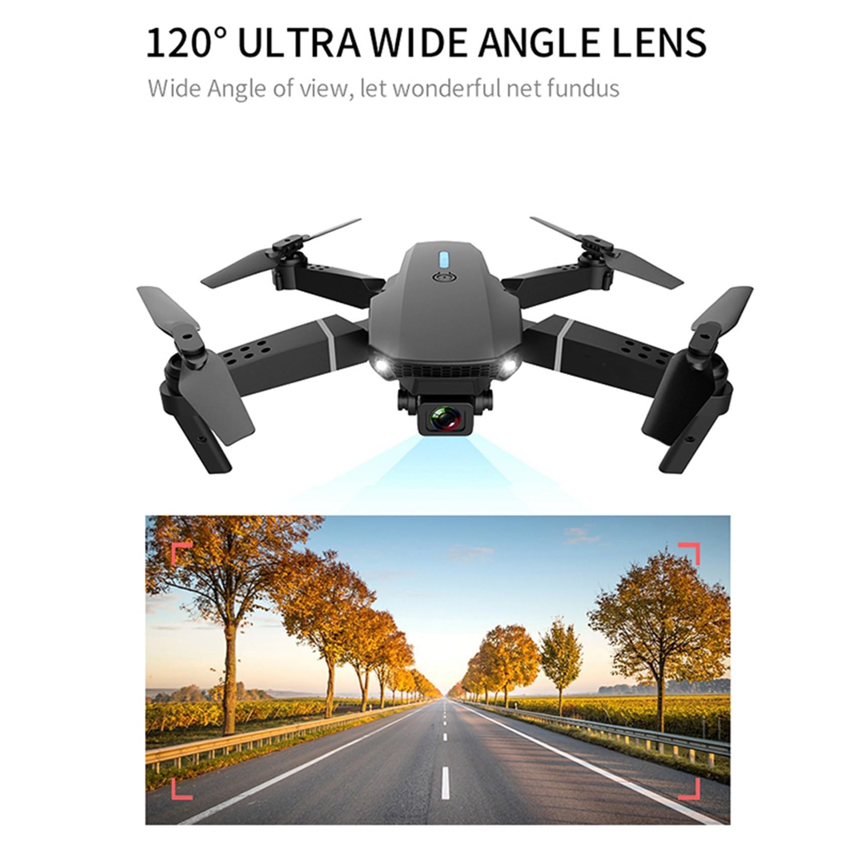 2X E88 WiFi FPV Drone con Grandangolare 4K HD Dual Camera Pieghevole Altitude Hold RC Quadcopter Profesional Drones