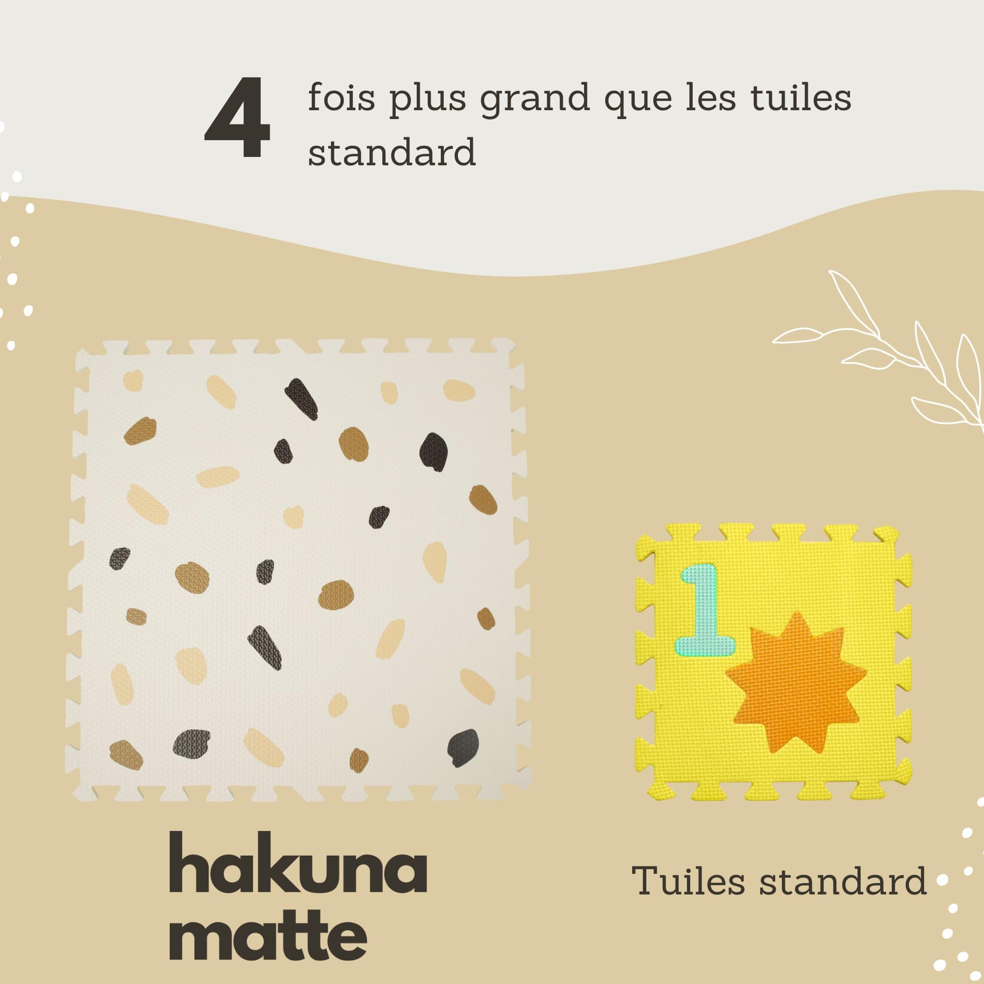 Hakuna Matte Grand Tapis Puzzle Enfant 1,8 × 1,2 m – 6 Dalles XXL 60 × 60 cm Motif Confettis – Tapis de Jeu 20% Plus Épais et Doux – Non Toxique, Inodore, Emballage Recyclable