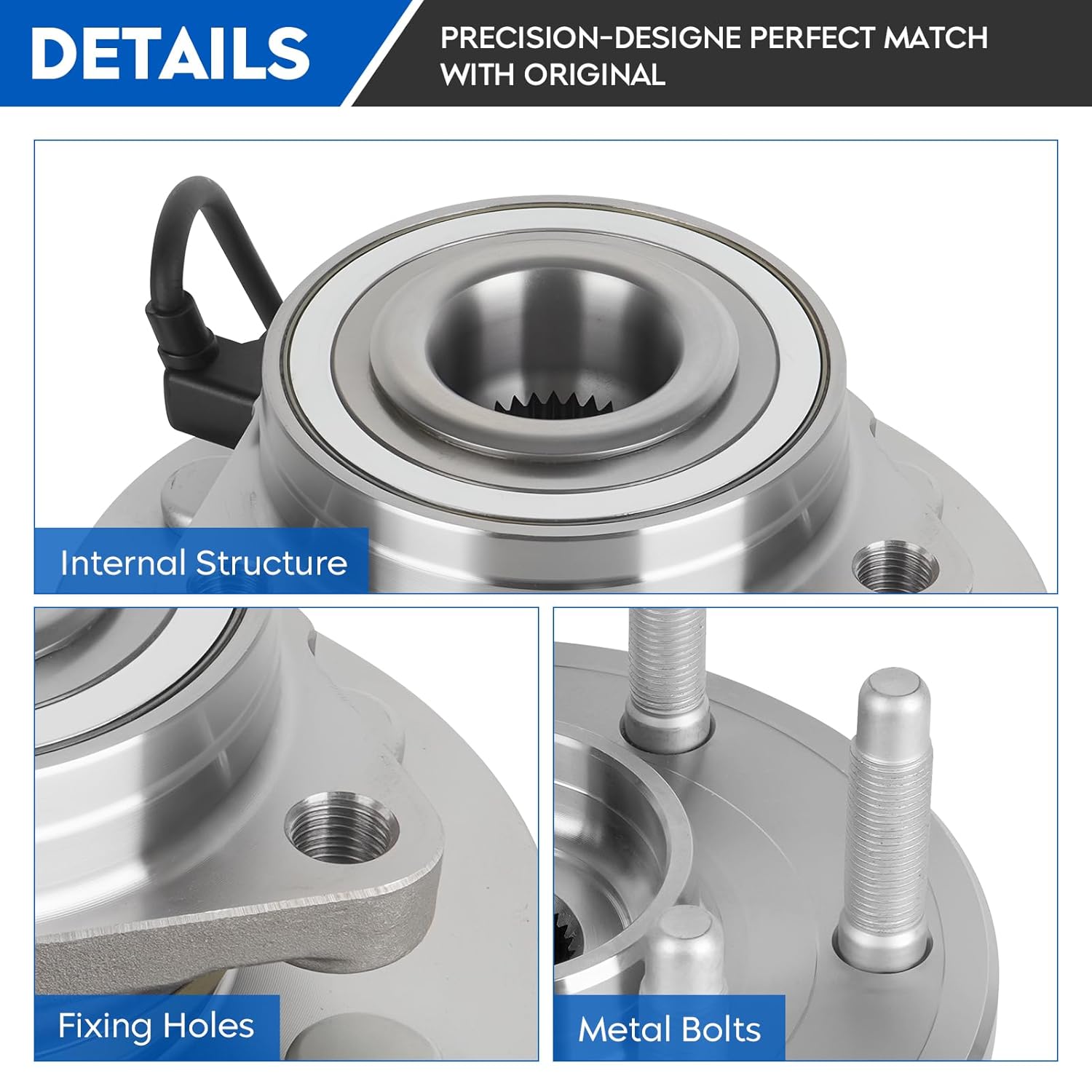 515036 4WD AWD Front Wheel Bearing & Hub Assembly for Chevy GMC Silverado Sierra Avalanche Yukon XL Suburban 1500 Tahoe Cadillac Escalade ESV EXT, 6Lugs w/ABS Wheel Hub Bearing Assemblies, 1PC