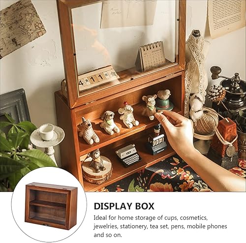 Miniatura 8 de PATKAW Caja de madera para sombras, vitrina para vasos de chupito, estantes de exhibición coleccionables, caja independiente para decoración del