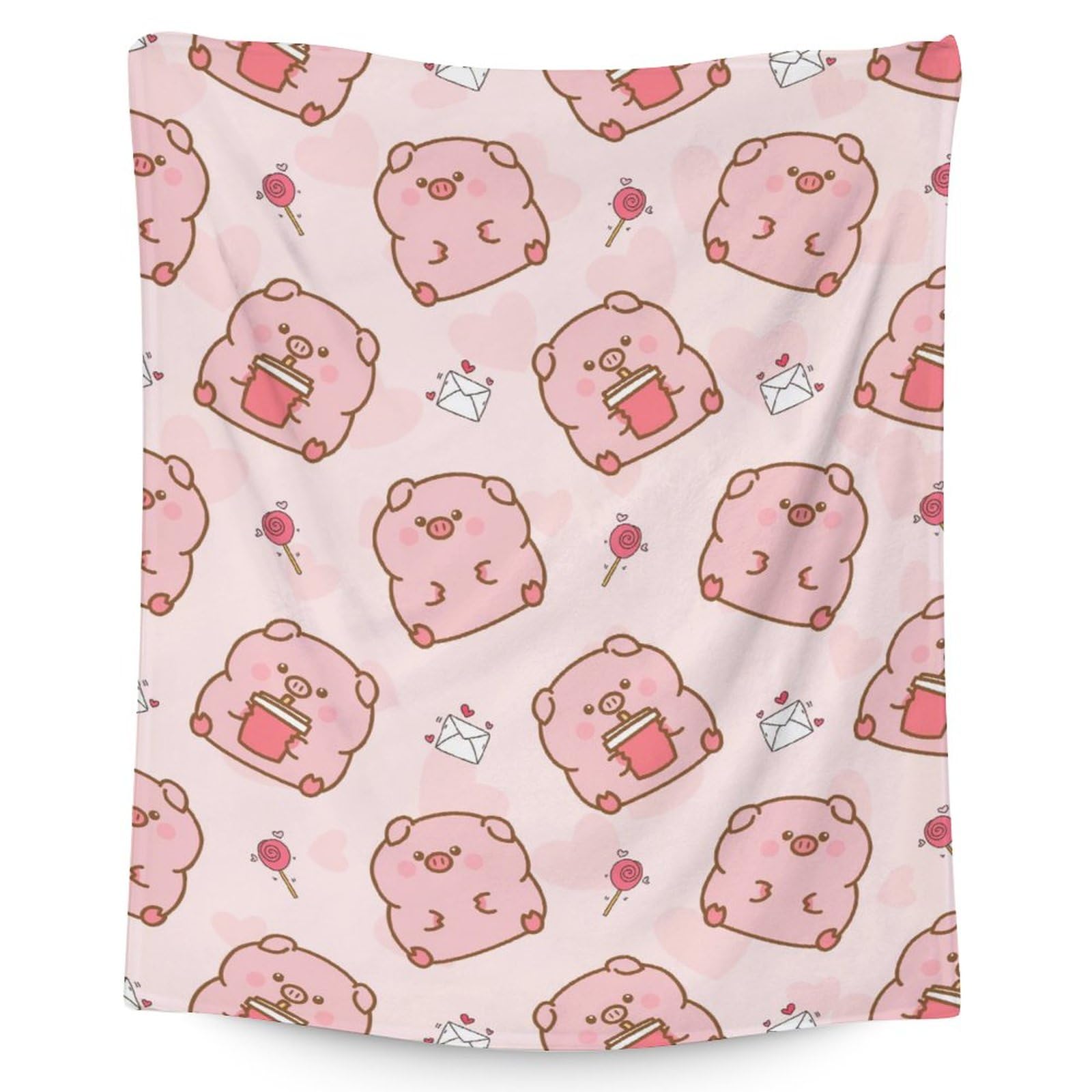 Pig Blanket for Girls & Boys - 30x40 Inches Lap Size - Soft Fuzzy Plush Throws Gifts - Pink Cute Throw Blanket for Living Room & Office