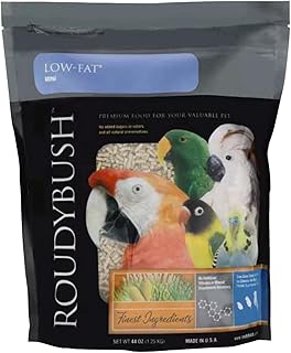 Roudybush Low Fat Food for Adult Birds & Chicks - Scientifically Formulated Bird Feed - Bird Food Pellets w/ Corn, Wheat, Soy & More - Nutritious & Healthy Feed for Birds (Mini, 44oz)
