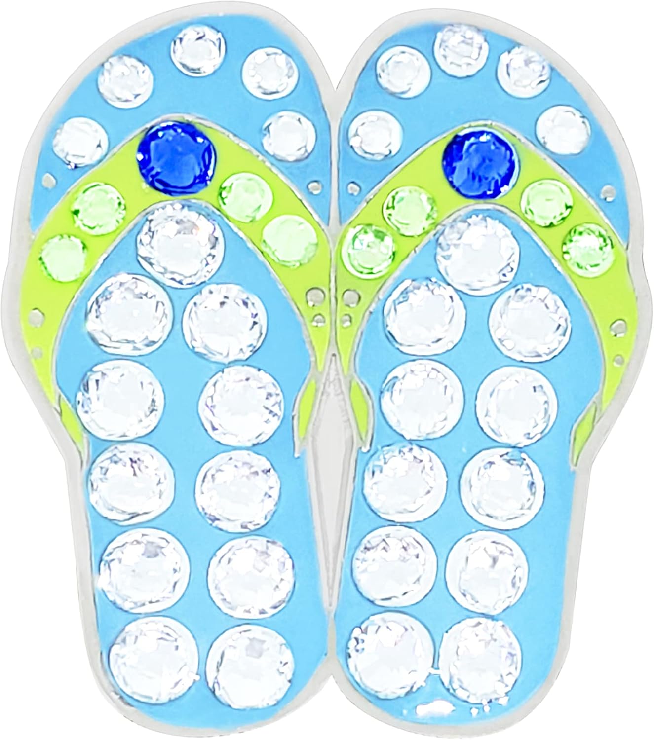 NAVIKA Blue Flip Flops/Sandals Golf Ball Marker with Austrian Crystals | Magnetic Hat Clip Included | Island/Beach Themed Golfing Accessory | Bling Gift for Women Golfers