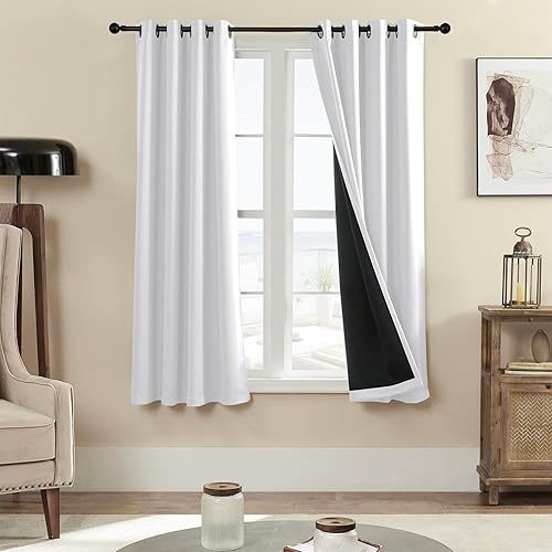 Miniatura 30 de Rutterllow - Cortinas 100% opacas, paneles de cortina con ojales, aislamiento térmico y bloqueo de luz para habitación y sala de estar, (2 paneles