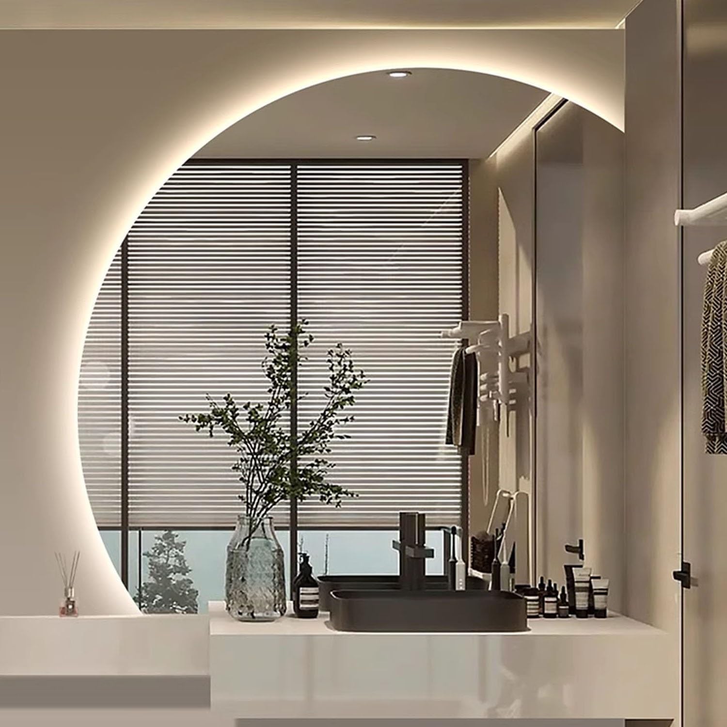 Miroir LED antibuée avec éclairage variable pour une salle de bain moderne