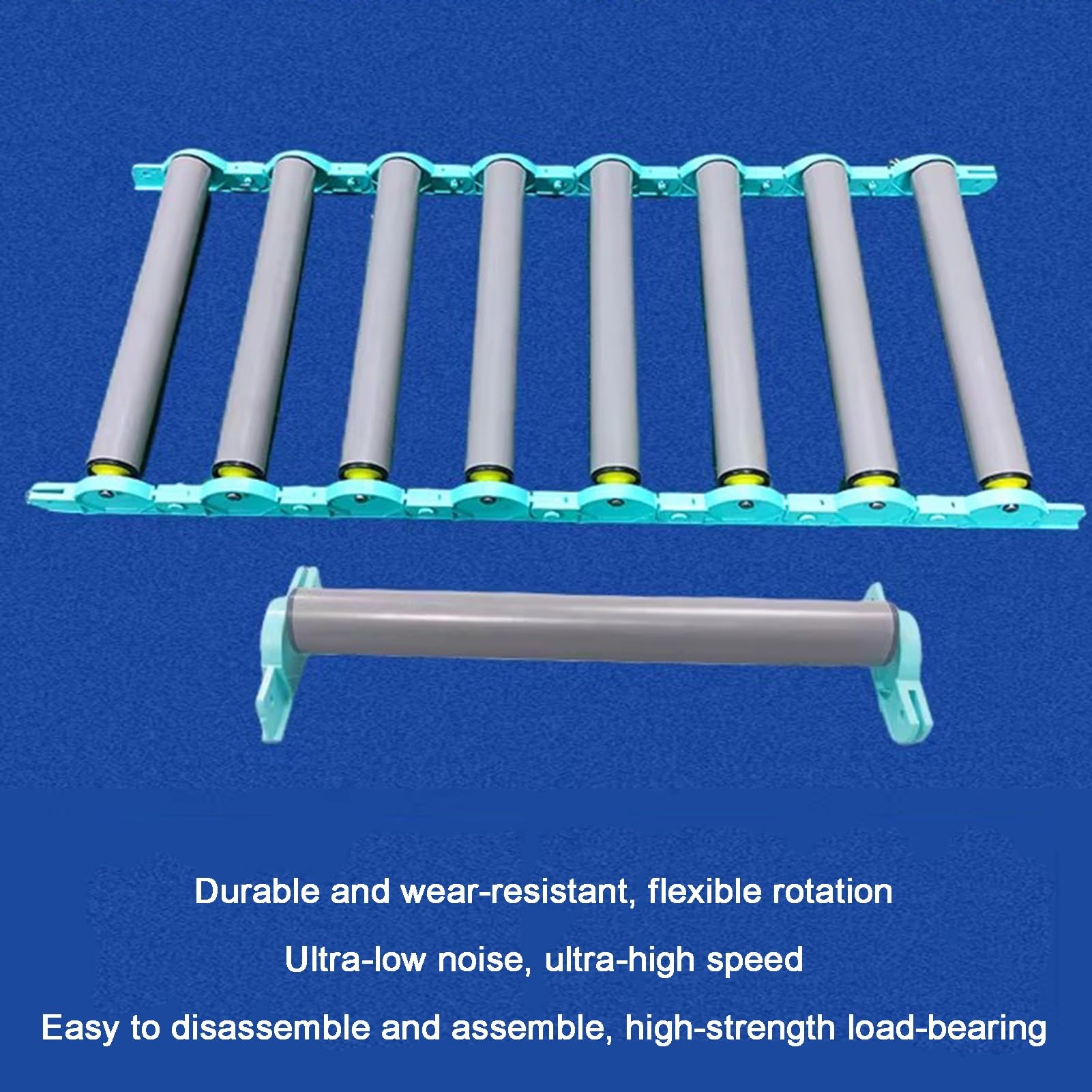Kit de cinta transportadora industrial de PVC, transportador de rodillos extensible, transportador recto de doble rodillo no alimentado para almacenes y fábricas (100 x 50 cm)