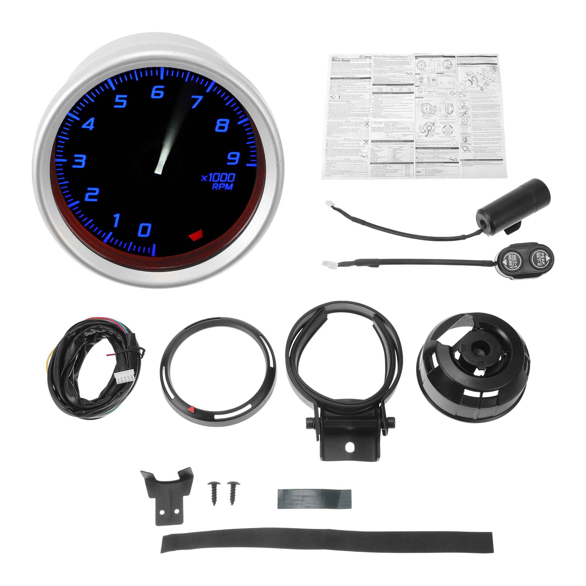Tacómetro RPM Colorido 1Pc 0-9000RPM 52mm Para Coche 12V