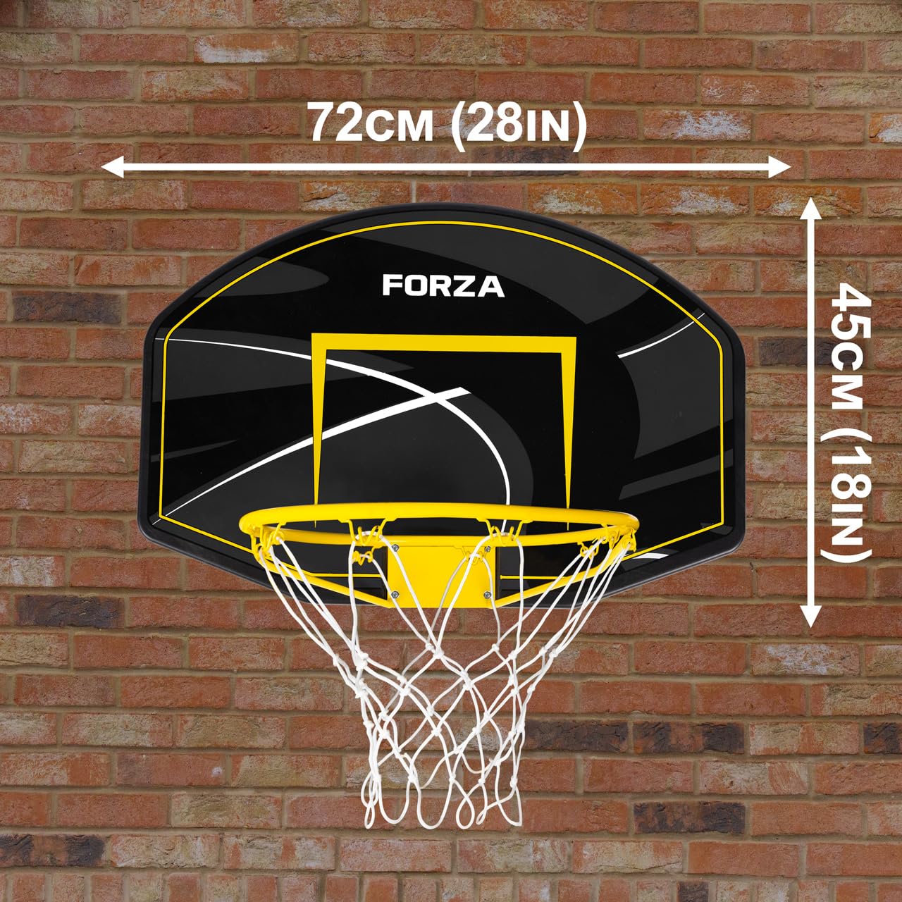 FORZA Tablero y aro de baloncesto | 2 tamaños - Mini y estándar | Práctica en interiores y exteriores (Mini (28 x 18 pulgadas) - Borde de 16 pulgadas)