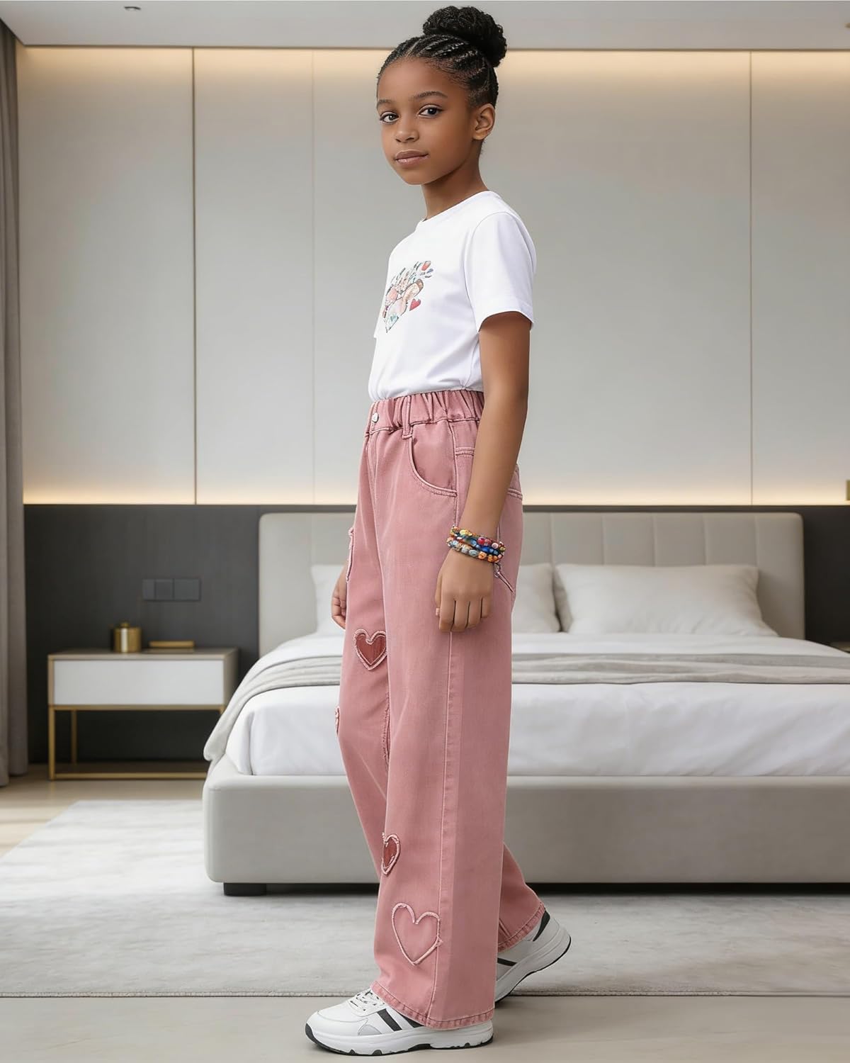 SANGTREE Girls Baggy Jeans Wide Leg Jeans Elastic Waist Casual Denim Pants Kids Clothes,6-14 Years - Image 6