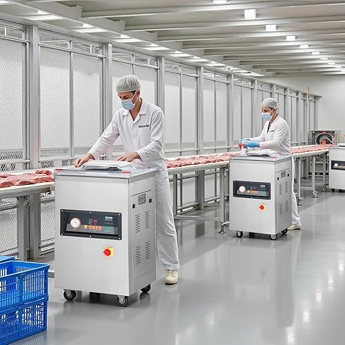 Miniatura 8 de VEVOR Sellador al vacío de cámara, potente máquina de sellado al vacío de 100 kPa, pantalla LED, máquina empacadora compacta de carne de un solo