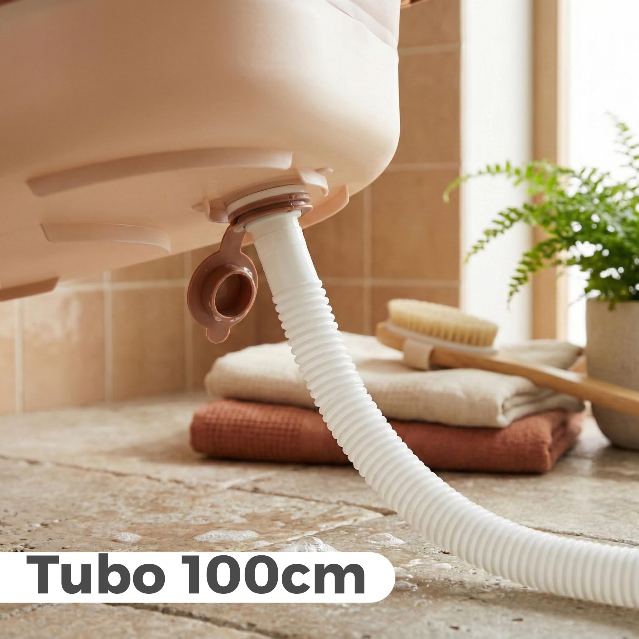 Twinly Bubbly – Bañera Cambiador Plegable para Bebé 2 en 1 – Altura Regulable Ergonómica, Bañera Extraíble para Playa y Viajes, Soporte Estable con Desagüe, Ideal para Baños Pequeños (Gris)