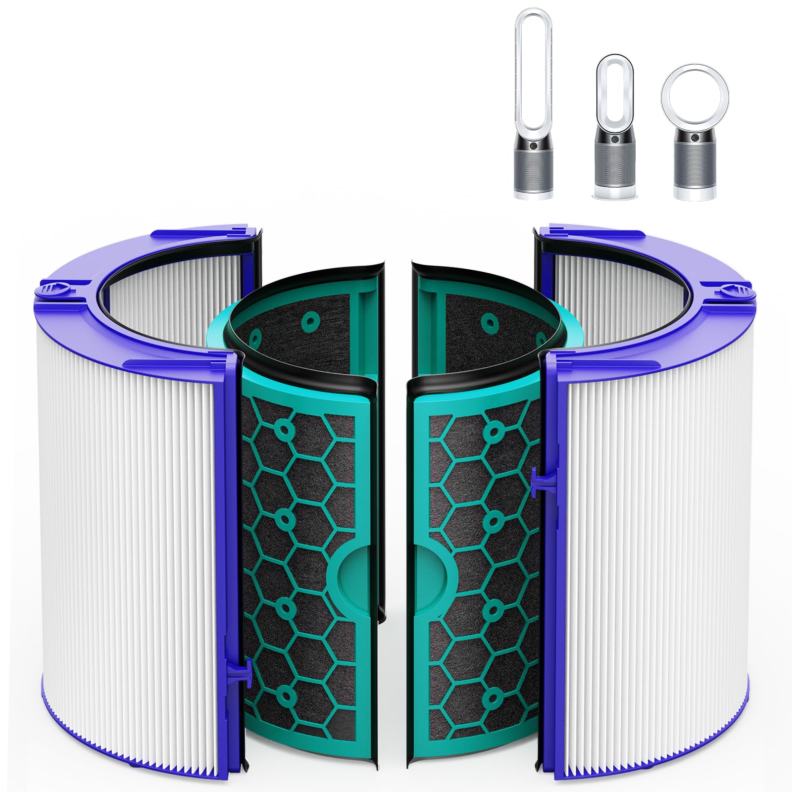 TP04 Replacement Filter for Dyson TP04 HP04 DP04 TP05 DP05 Air Purifier Sealed Two Stage Pure Cool Fan Combi 360° Glass HEPA Filter & Activated Carbon Filter, #969048-01, Purple/Teal