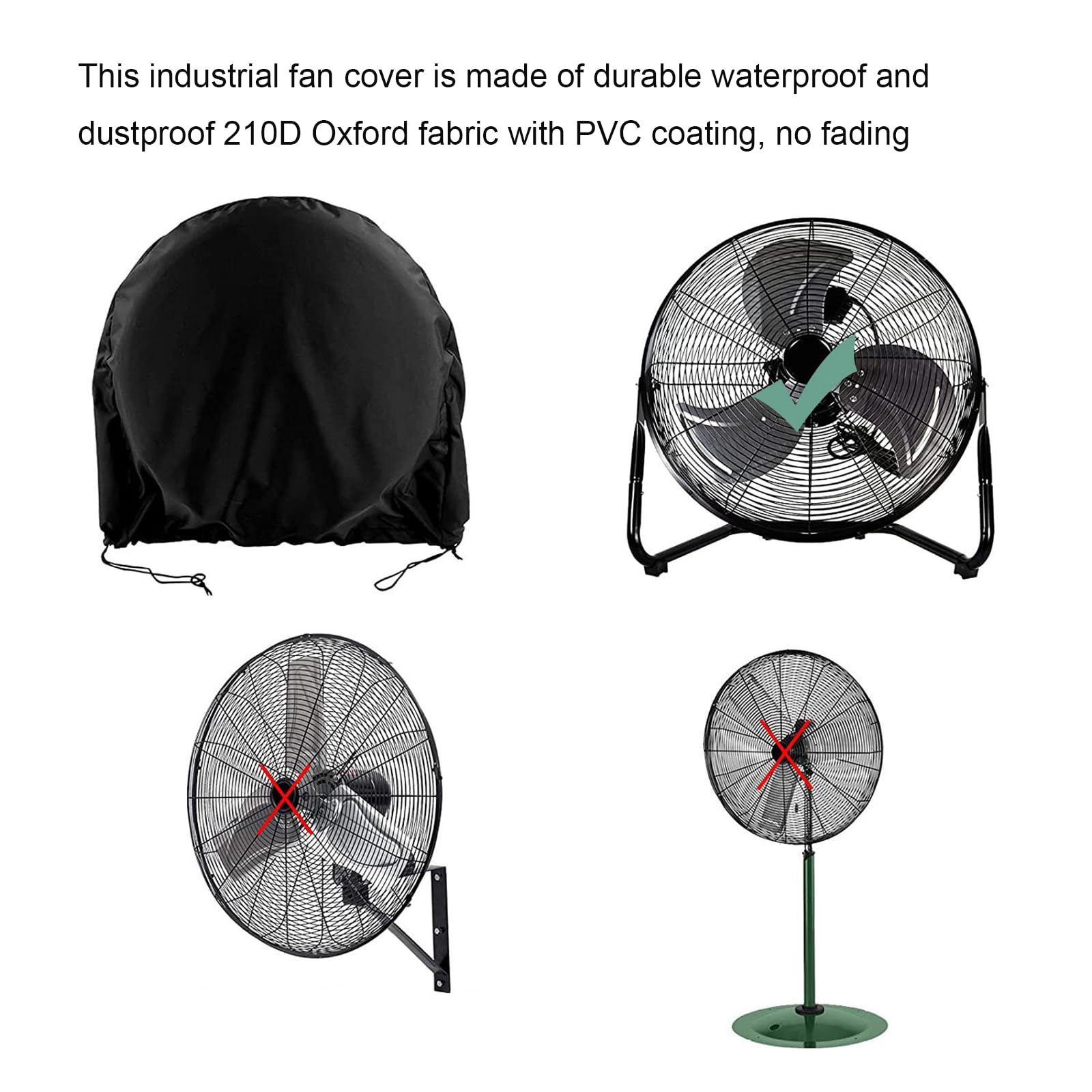 Cubierta de ventilador de piso industrial, cubierta de ventilador impermeable y a prueba de polvo, apta para la mayoría de ventiladores de piso de 18 y 20 pulgadas de alta velocidad para 4