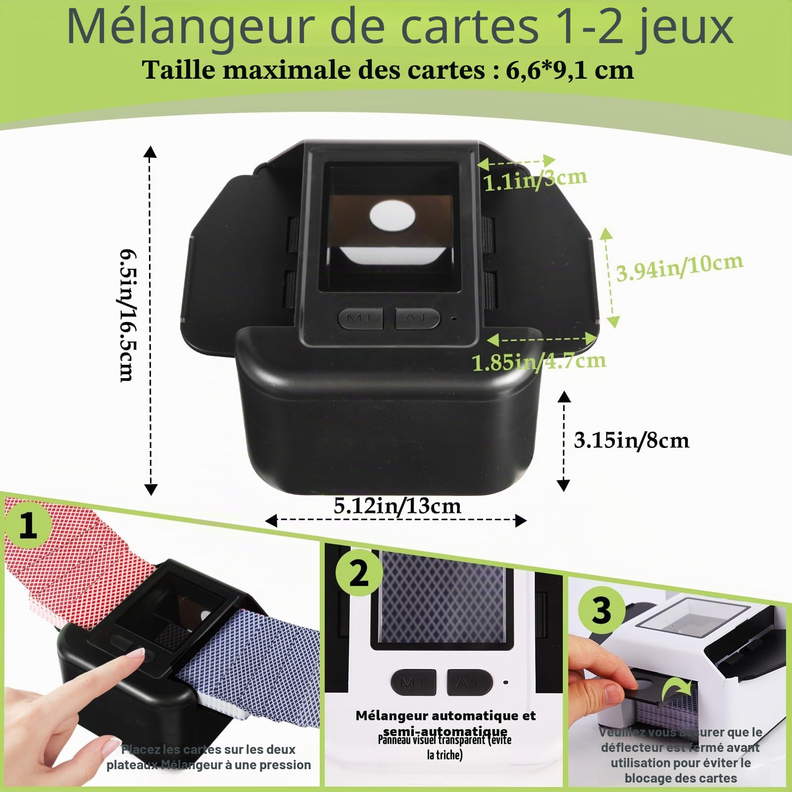 Melangeur de Carte Électronique Rechargeable, 2000mah Batterie Rechargeable Melangeur Carte, Mélangeur de Cartes à Jouer Rapide Mélangeur de Cartes à Faible Bruit pour UNO Poker Skyjo Skip-Bo