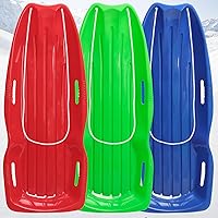 MADHOLLY Kids Snow Sled - Durable Flexible Toboggan with Pull Rope for 1 Rider, Snow Sand Grass Fun