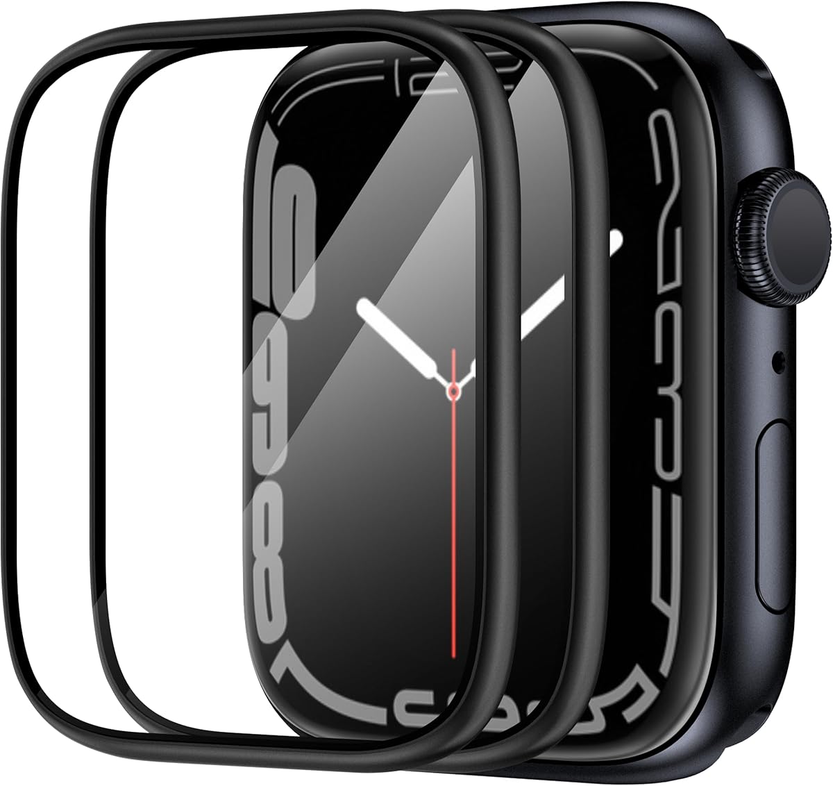 SWUU 2 Pack Tempered Glass Screen Protector with Titanium Alloy Frame Compatible with Apple Watch SE2 SE Series 6 5 4 44mm Screen Protector, Waterproof HD Film for iWatch 44mm Black