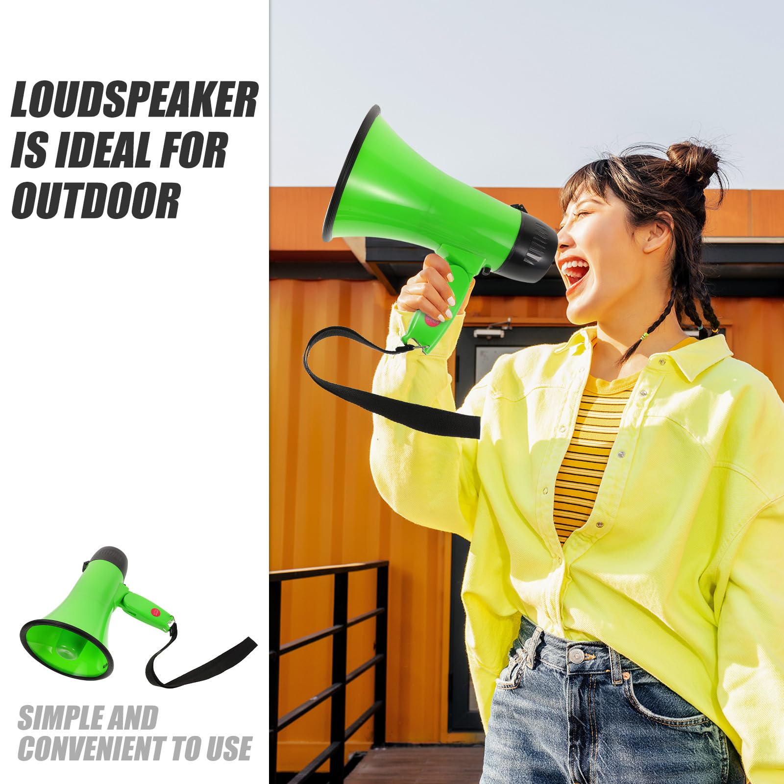 POPETPOP Megáfono Portátil Altavoz de Mano con Asa de 25w con Grabación de 240 Segundos y Material Abs Audio Claro para Eventos al Aire Libre y Animación Deportiva