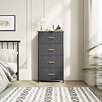 Vista 2 de YITAHOME Cómoda de tela de 4 cajones, cómoda y cómoda para dormitorio, sala de estar, pasillo, armarios, marco de acero resistente, parte superior