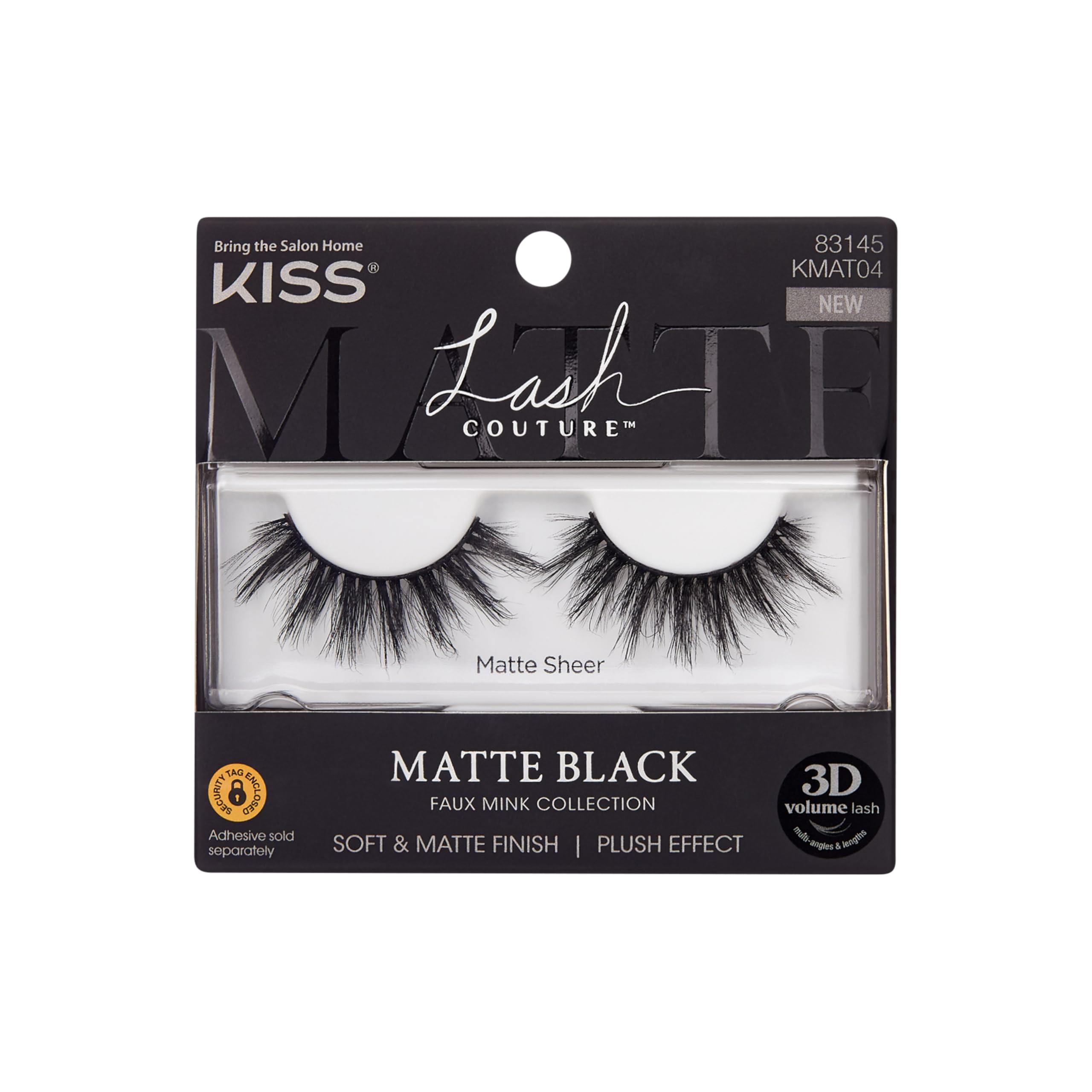 KISS Matte Black, False Eyelashes, 'Matte Sheer', 16mm, Includes 1 Pair Of Lash, Easy to Apply, Reusable Lash Clusters
