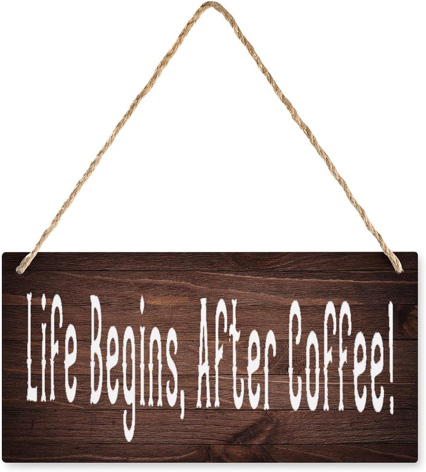 Wooden Sign For Front Door Life Begins After Coffee Wooden Sign Printed Wooden Plaque Decor,Farmhouse Kitchen Wall Decor Sign 6x12 Inch