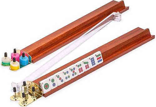 Miniatura 3 de Yellow Mountain Imports American Mahjong Set Little Birdie con funda de madera estantes de madera con empujadores acrílicos monedas de puntuación