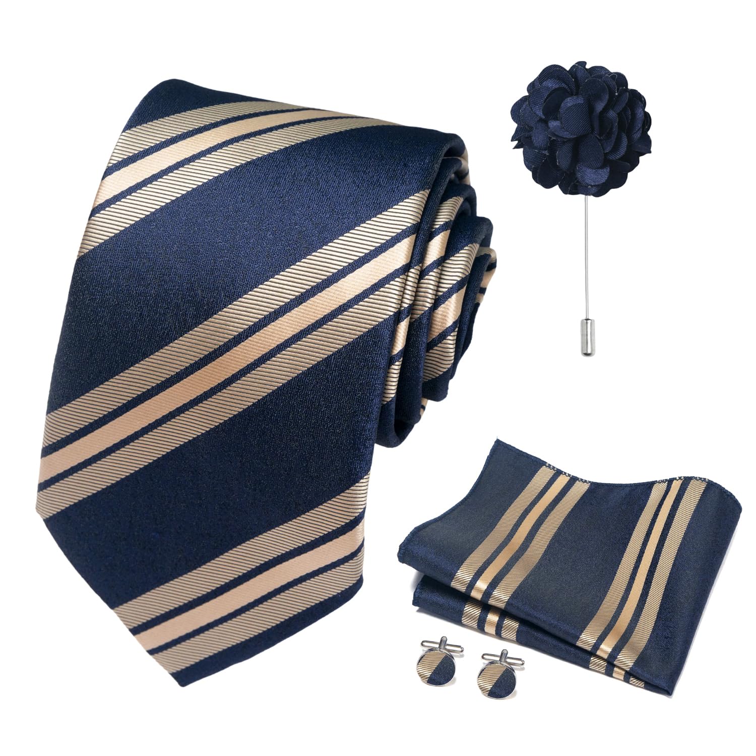 joy alice 70 Colors Ties Set Men Mixed Color Necktie Handkerchief Cufflinks Brooch 3.15 Formal
