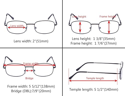 Miniatura 5 de CessBlu Paquete de 4 lentes de lectura para mujeres y hombres con marco de metal con bisagra de resorte