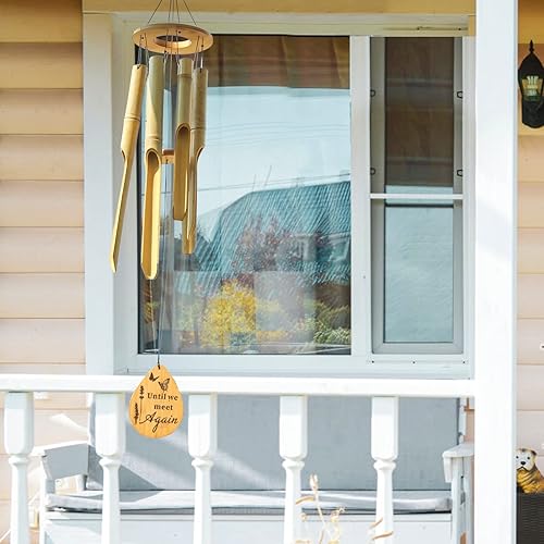 Miniatura 8 de Campanillas de viento de bambú Afirst, campanillas de viento de madera de 37.5" para exteriores, regalo conmemorativo de condolencia por la pérdida