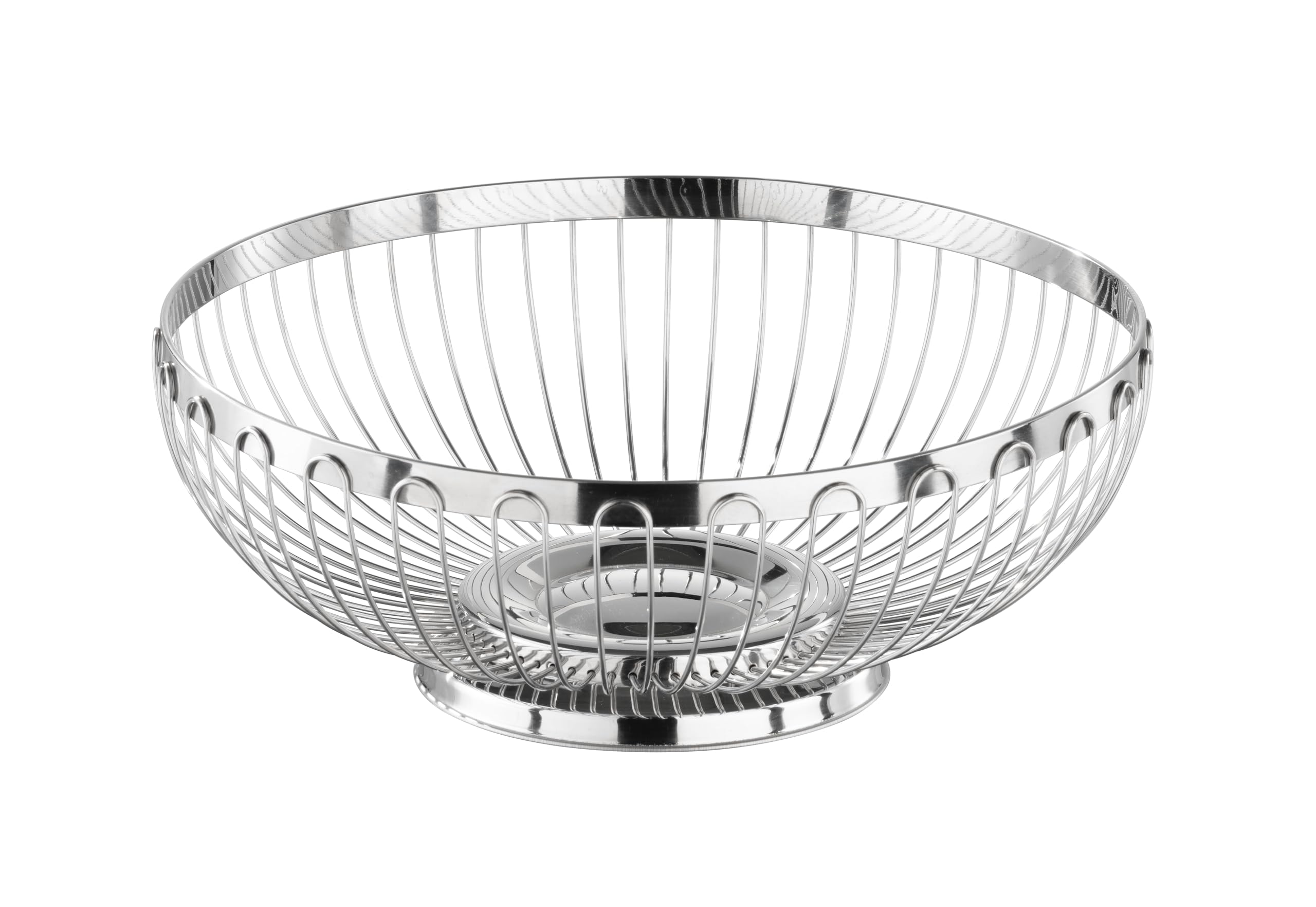 APS 30230 - Cestino in acciaio INOX lucidato a specchio per pane o frutta, Ø 25,5 x 9,5 cm