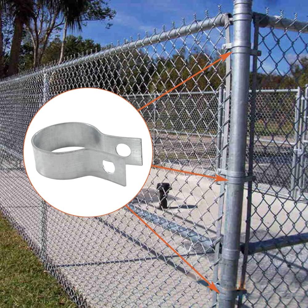 12 Pack Brace Bands Chain Link Fence, Galvanized Steel Chain Link Brace Band Use for 1-3/8" Outside Diameter Post/Pipe, Gate, Fences Panels