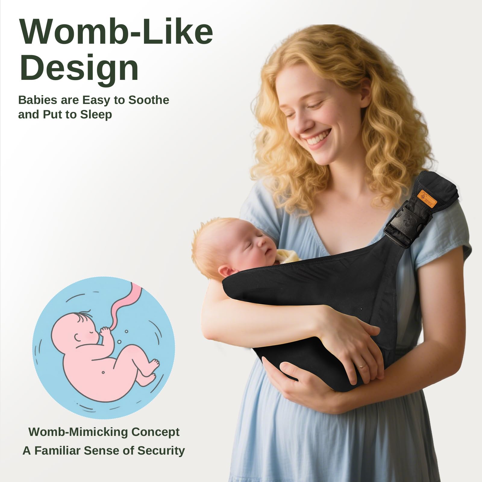 Laterale Fascia Neonato, Fascia Porta Bebe Regolabile, Fascia Neonato Ergonomico, Traspirante Marsupio Neonato 0-36 Mesi, Ergonomico Fascia
