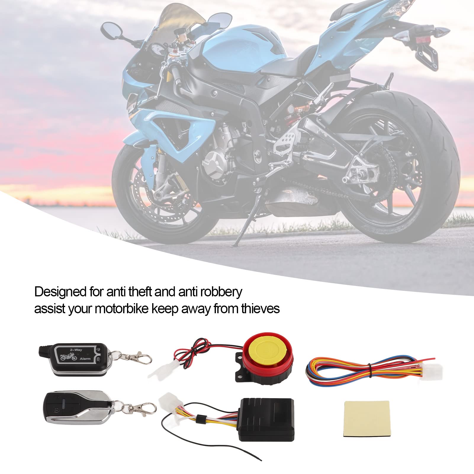Sistema di Allarme a 2 Vie per Moto Antifurto Vibrazione Avviso Sonoro Telecomando LCD Antifurto Rapina Risparmio Energetico