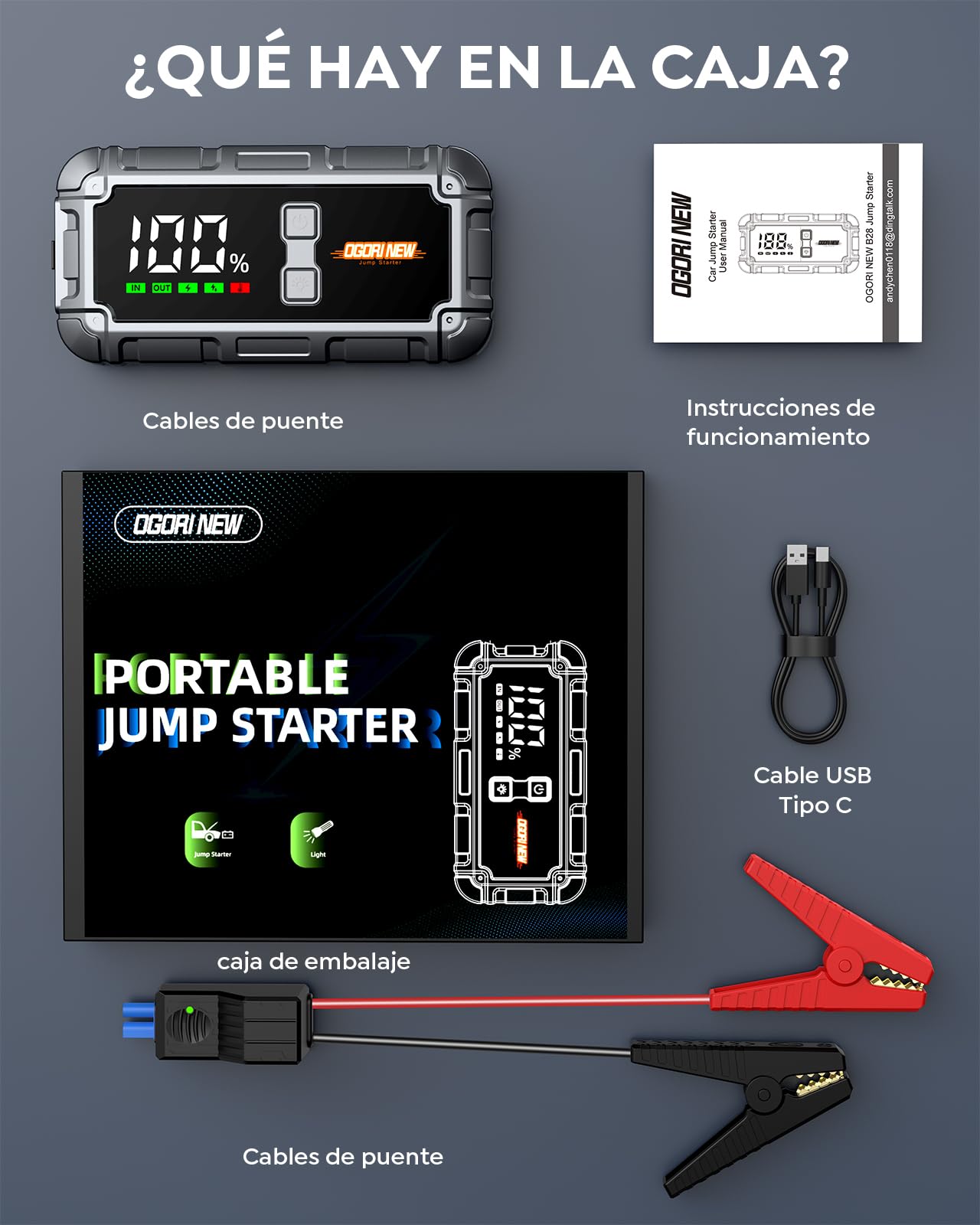 Arrancador de Coche, 7000A Arrancador de Baterias de Coche,12V Arrancador de Coches Portatil para 10L Gas o 8L Diesel,Jump Starter con Pantalla LCD y Linterna LED de 3 Modos